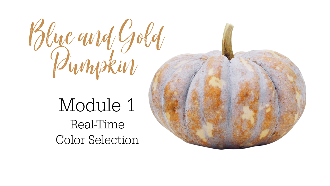 Link to Colored Pencil Drawing Tutorial of a Blue and Gold Pumpkin