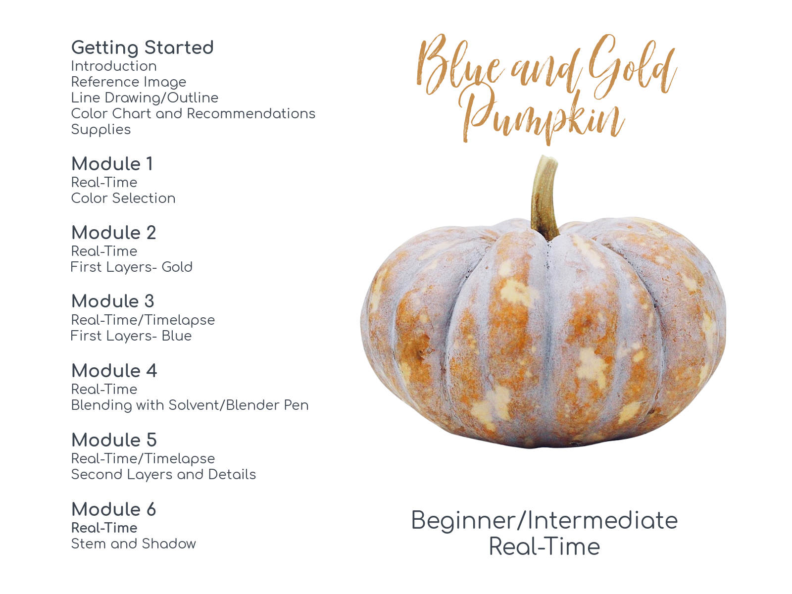 Link to Colored Pencil Drawing Tutorial of a Blue and Gold Pumpkin